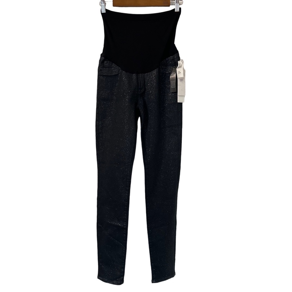 Hudson Womens Nico‎ Metallic Glitter Skinny Fit Maternity Jeans Size 27